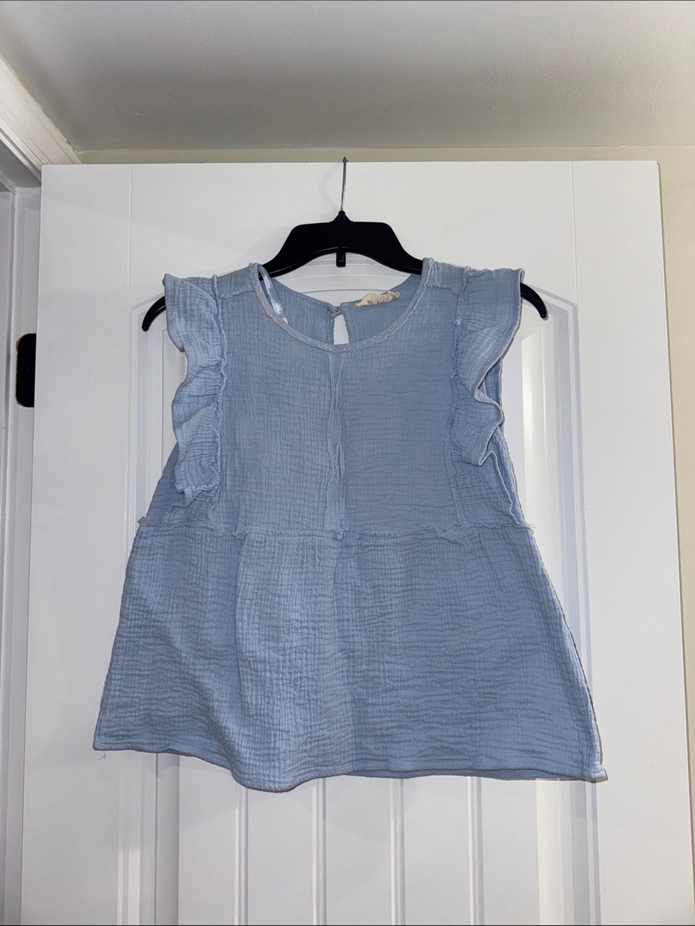 New In Light Blue Ruffle Sleeve Women’s Top